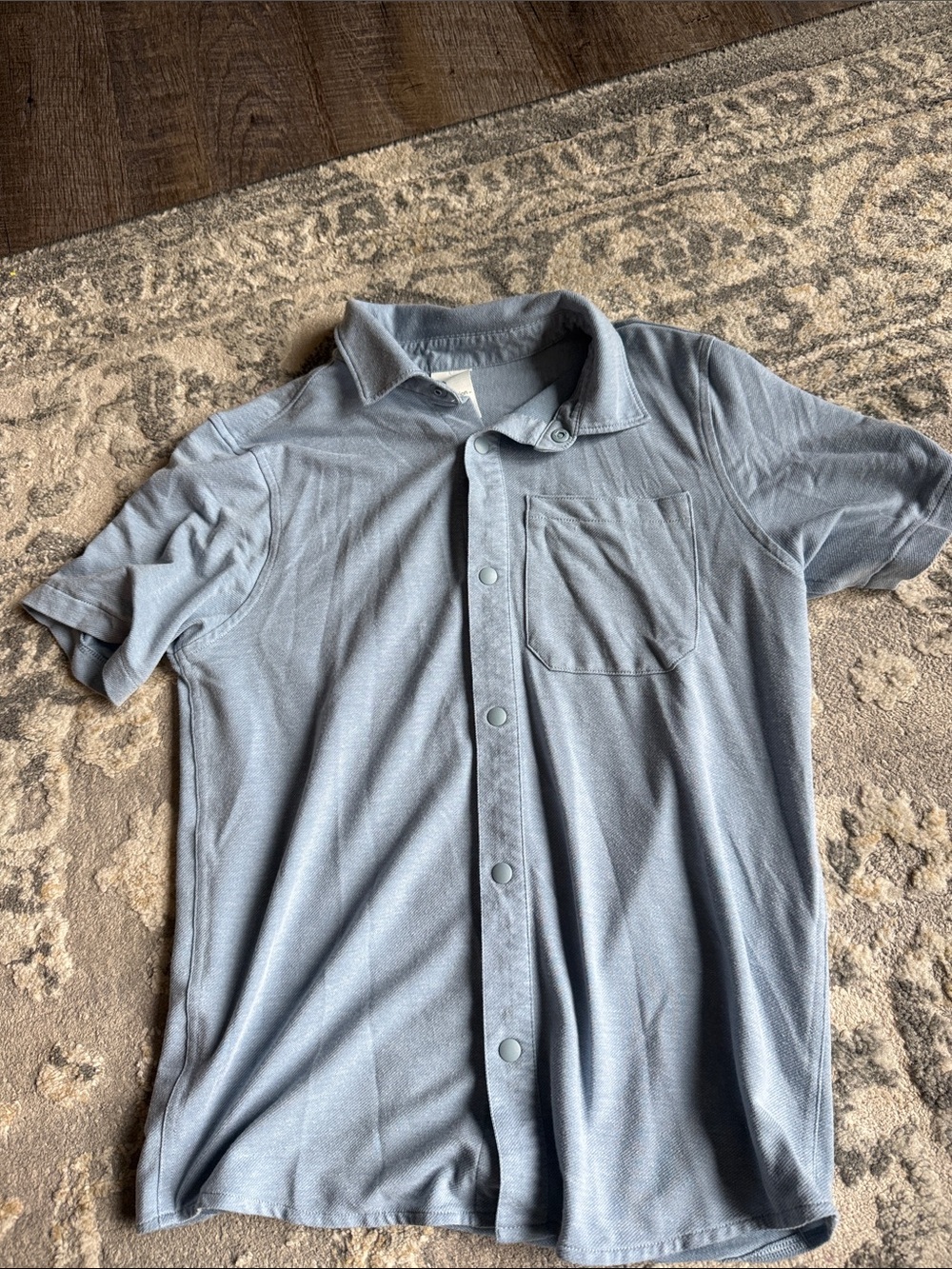 Casual Short-Sleeve Button Polo Shirt - Light Blue